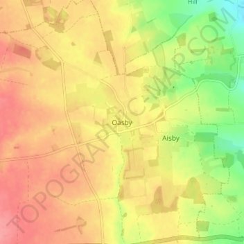 Mappa topografica Oasby, altitudine, rilievo