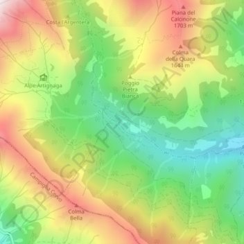 Mappa topografica Alpe Rondolere, altitudine, rilievo