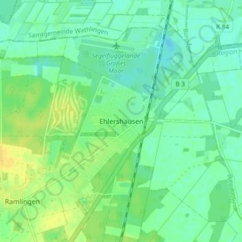Mappa topografica Ehlershausen, altitudine, rilievo