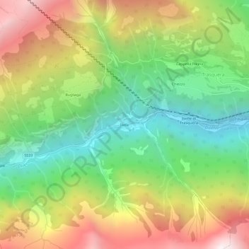 Mappa topografica Iselle, altitudine, rilievo