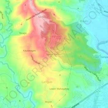 Mappa topografica Upper Dampa, altitudine, rilievo