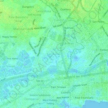 Mappa topografica San Rafael, altitudine, rilievo