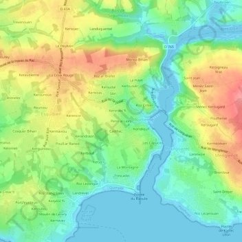Mappa topografica Penn al Liorz, altitudine, rilievo