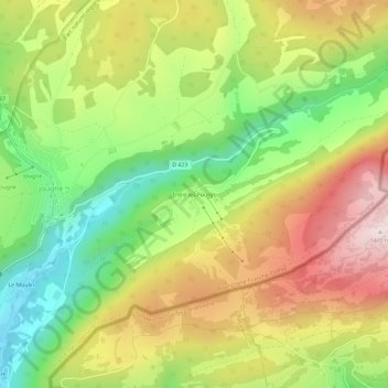 Mappa topografica Entre-les-Fourgs, altitudine, rilievo