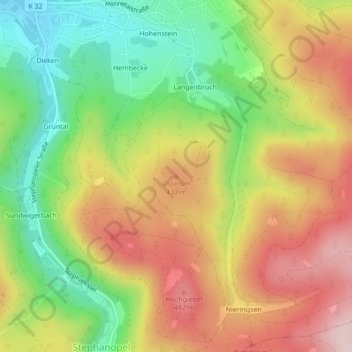 Mappa topografica Osterloh, altitudine, rilievo