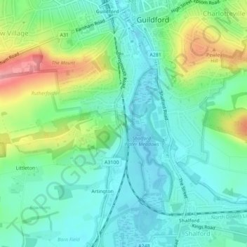 Mappa topografica St Catherine's Hill, altitudine, rilievo