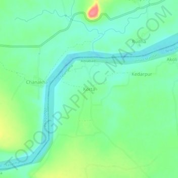 Mappa topografica Korta, altitudine, rilievo