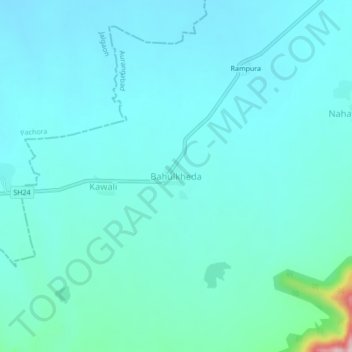 Mappa topografica Bahulkheda, altitudine, rilievo
