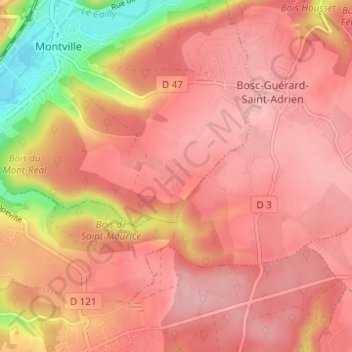 Mappa topografica Bois le Vicompte, altitudine, rilievo