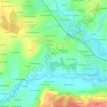 Mappa topografica Carissan, altitudine, rilievo