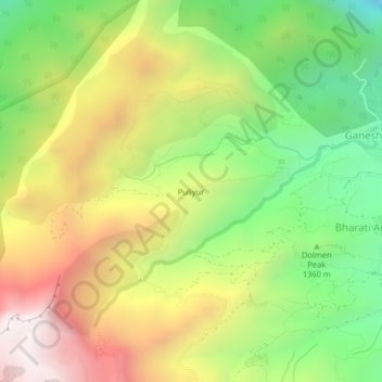 Mappa topografica Puliyur, altitudine, rilievo
