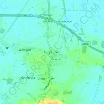 Mappa topografica Grey Green, altitudine, rilievo