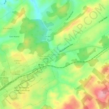Mappa topografica Russellville, altitudine, rilievo