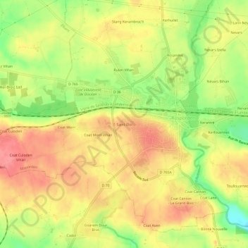 Mappa topografica Saint-Éloi, altitudine, rilievo