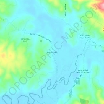 Mappa topografica Huampomallín, altitudine, rilievo