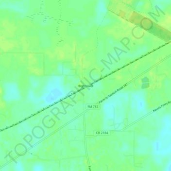 Mappa topografica Hightower, altitudine, rilievo