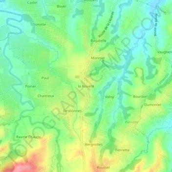 Mappa topografica la Rosière, altitudine, rilievo
