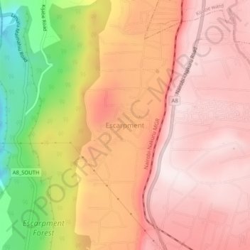Mappa topografica Escarpment, altitudine, rilievo