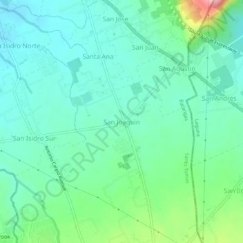 Mappa topografica San Joaquin, altitudine, rilievo