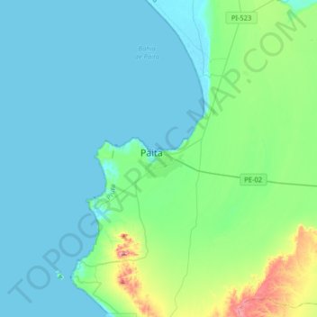Mappa topografica Paita, altitudine, rilievo