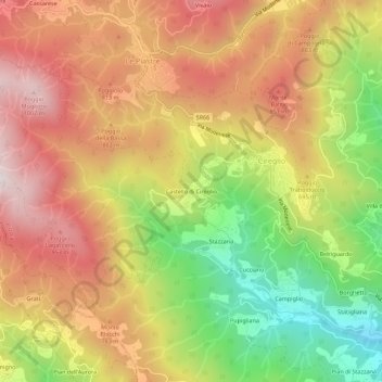 Mappa topografica Castello di Cireglio, altitudine, rilievo