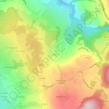 Mappa topografica Arthaz, altitudine, rilievo