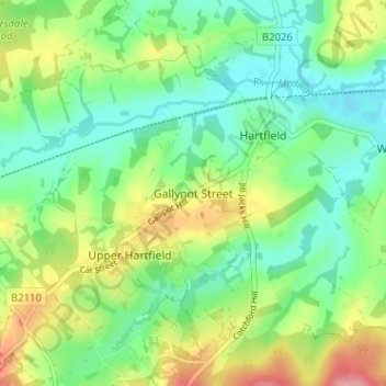 Mappa topografica Gallypot Street, altitudine, rilievo