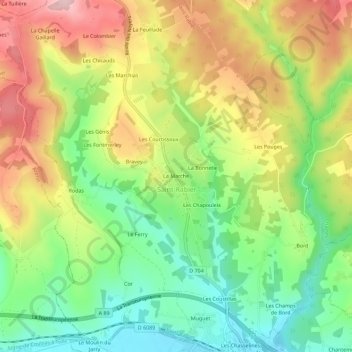 Mappa topografica La Marche, altitudine, rilievo