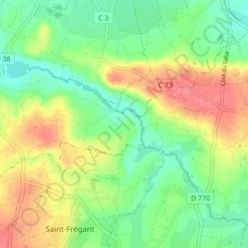 Mappa topografica Keravel, altitudine, rilievo