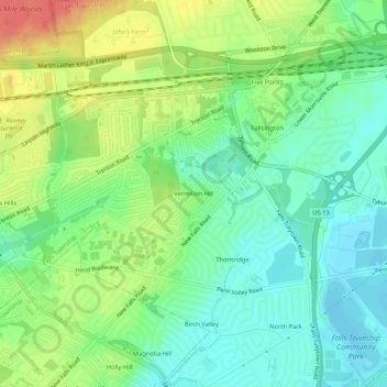Mappa topografica Vermilion Hill, altitudine, rilievo