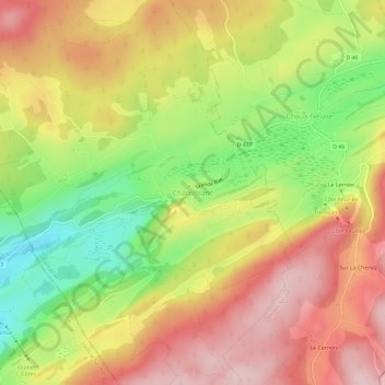 Mappa topografica Châtelblanc, altitudine, rilievo