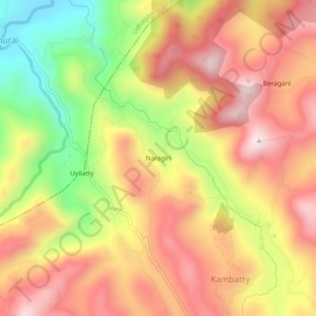 Mappa topografica Naragiri, altitudine, rilievo