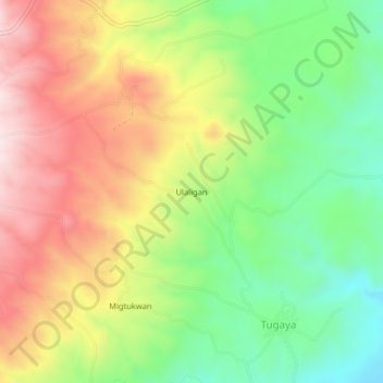 Mappa topografica Ulaligan, altitudine, rilievo