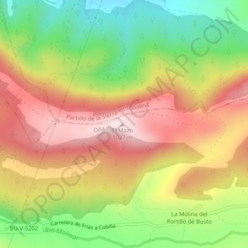 Mappa topografica Mazo, altitudine, rilievo