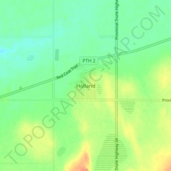 Mappa topografica Holland, altitudine, rilievo
