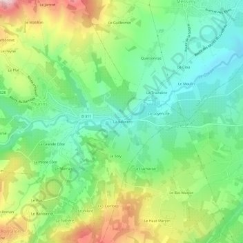 Mappa topografica La Valotte, altitudine, rilievo