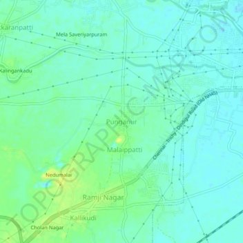 Mappa topografica Punganur, altitudine, rilievo