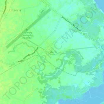 Mappa topografica Nalook, altitudine, rilievo