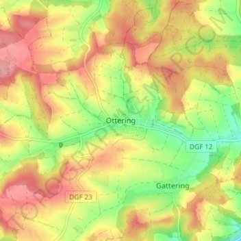Mappa topografica Ottering, altitudine, rilievo