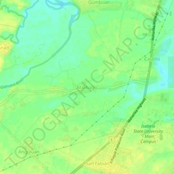 Mappa topografica Malibago, altitudine, rilievo