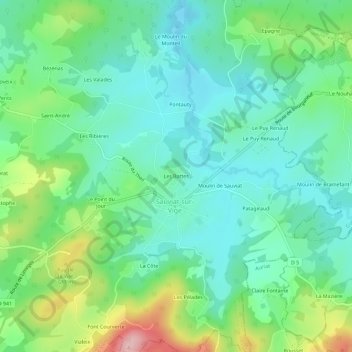 Mappa topografica Les Battes, altitudine, rilievo