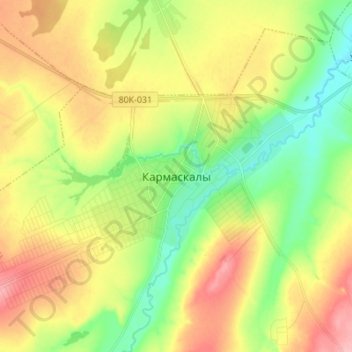 Mappa topografica Кармаскалы, altitudine, rilievo