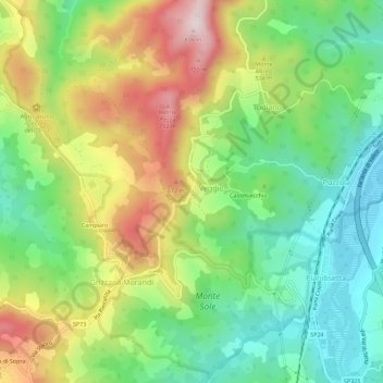 Mappa topografica Cà Benassi, altitudine, rilievo