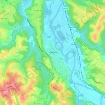 Mappa topografica Hiribehere, altitudine, rilievo