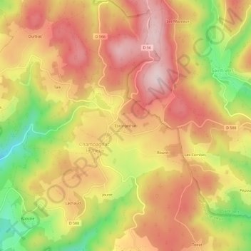 Mappa topografica Escorgechat, altitudine, rilievo