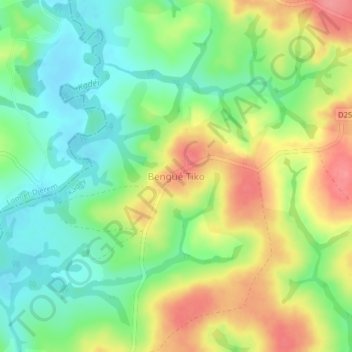 Mappa topografica Bengué Tiko, altitudine, rilievo