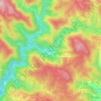 Mappa topografica Mascanho, altitudine, rilievo