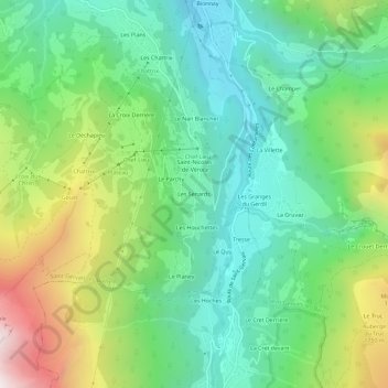 Mappa topografica Les Senards, altitudine, rilievo