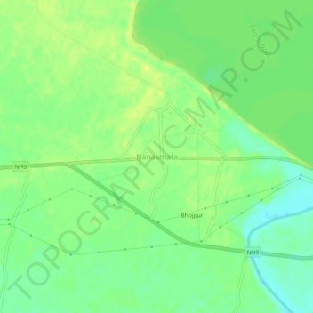 Mappa topografica Nanakmata, altitudine, rilievo