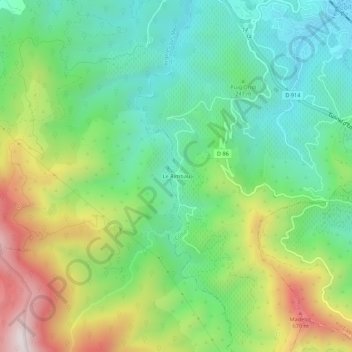 Mappa topografica Le Rimbau, altitudine, rilievo